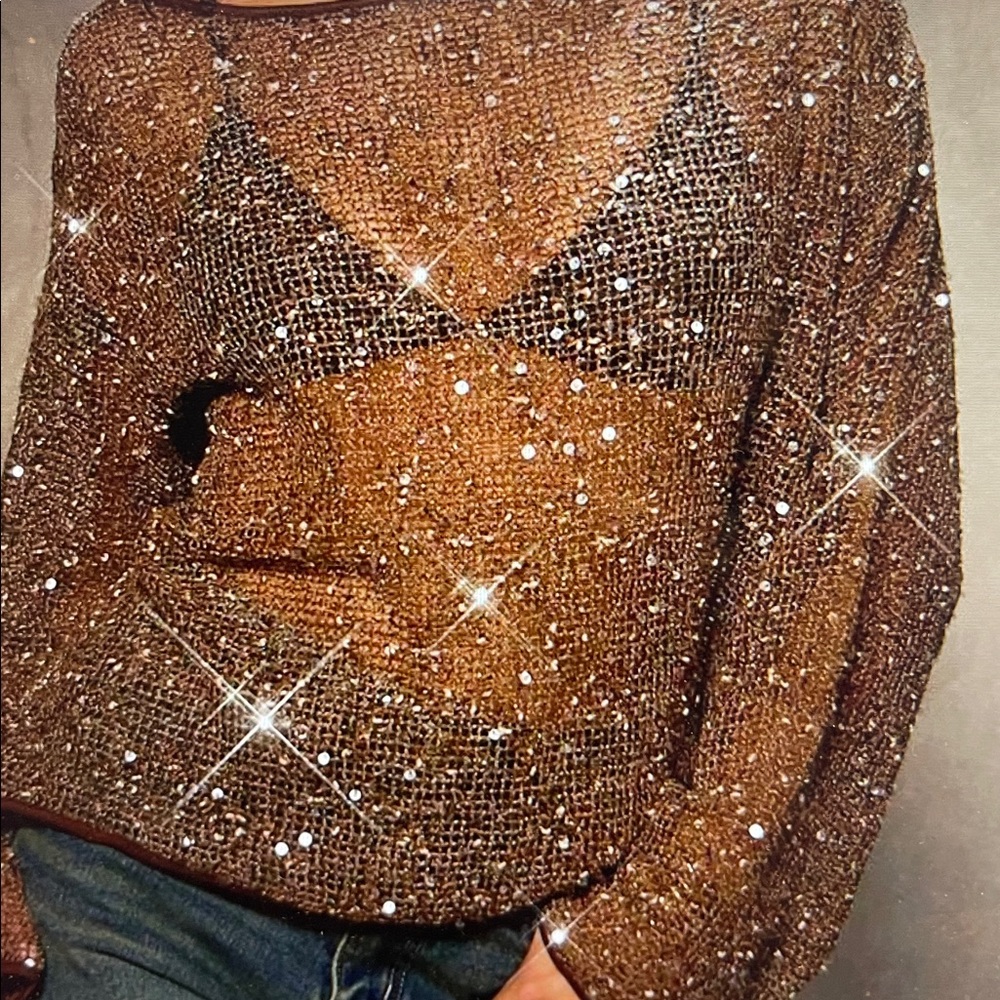 NWT SHEIN Musera Aloruh Sequin Top Small
